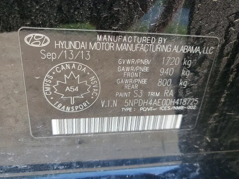 2013 HYUNDAI ELANTRA GLS  