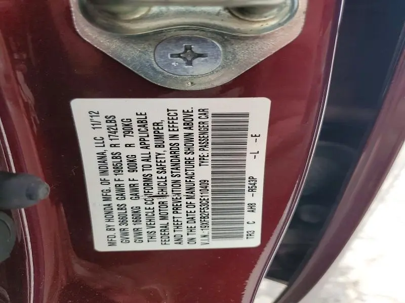 2012 HONDA CIVIC LX  