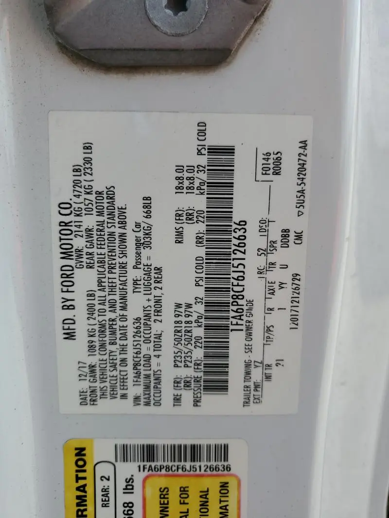 2018 FORD MUSTANG GT  