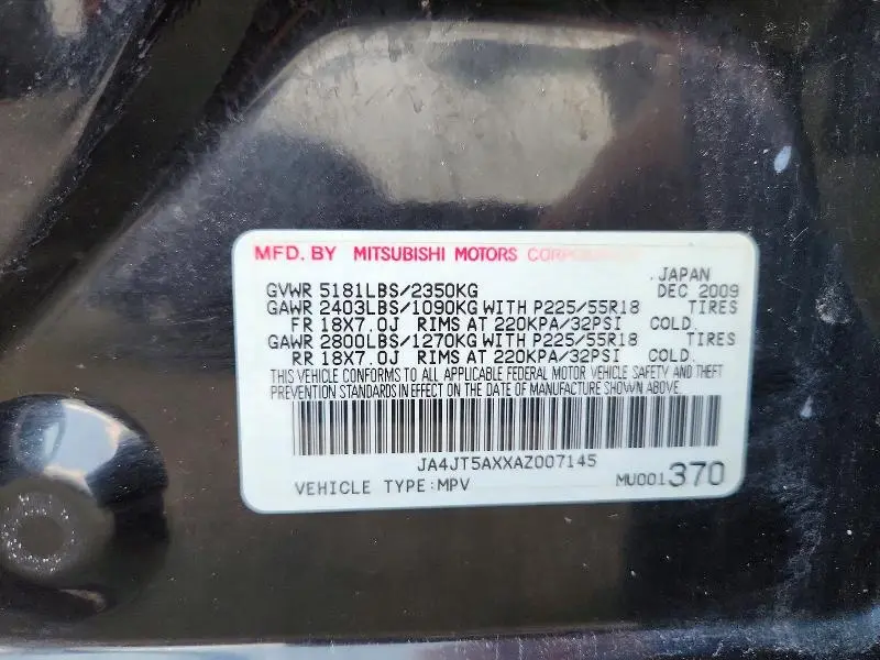 2010 MITSUBISHI OUTLANDER GT  