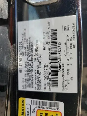 2016 FORD FUSION TITANIUM PHEV  