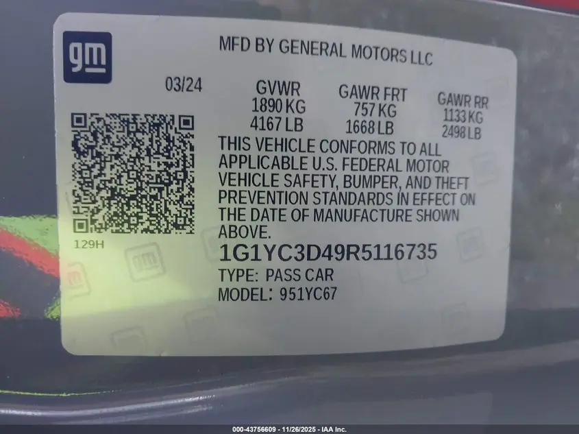 2024 CHEVROLET CORVETTE STINGRAY  