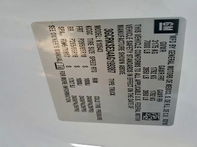 2010 CHEVROLET SILVERADO K1500 LT  