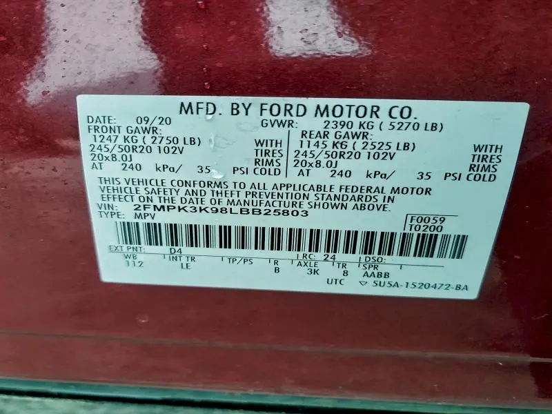 2020 FORD EDGE TITANIUM  