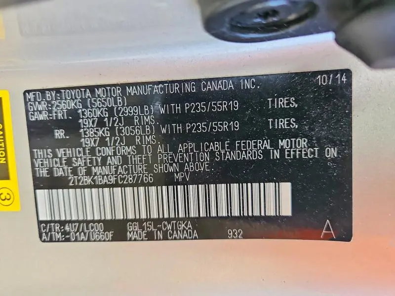 2015 LEXUS RX 350 BASE  