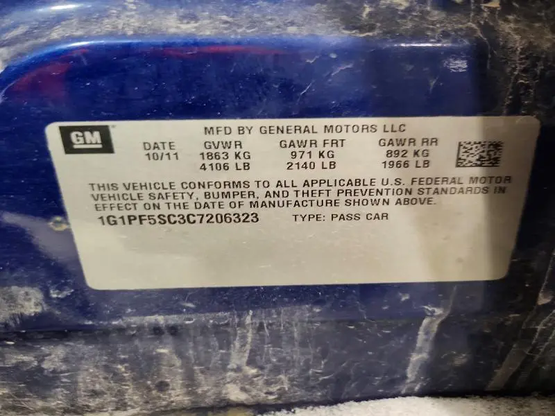 2012 CHEVROLET CRUZE LT  