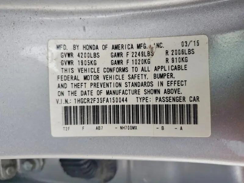2015 HONDA ACCORD LX  