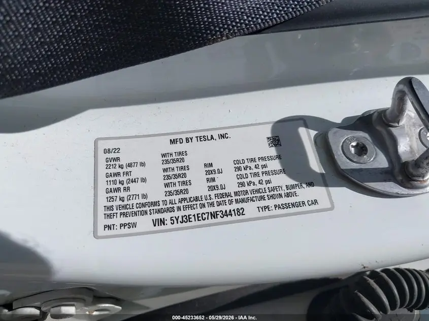 2022 TESLA MODEL 3 PERFORMANCE DUAL MOTOR ALL-WHEEL DRIVE