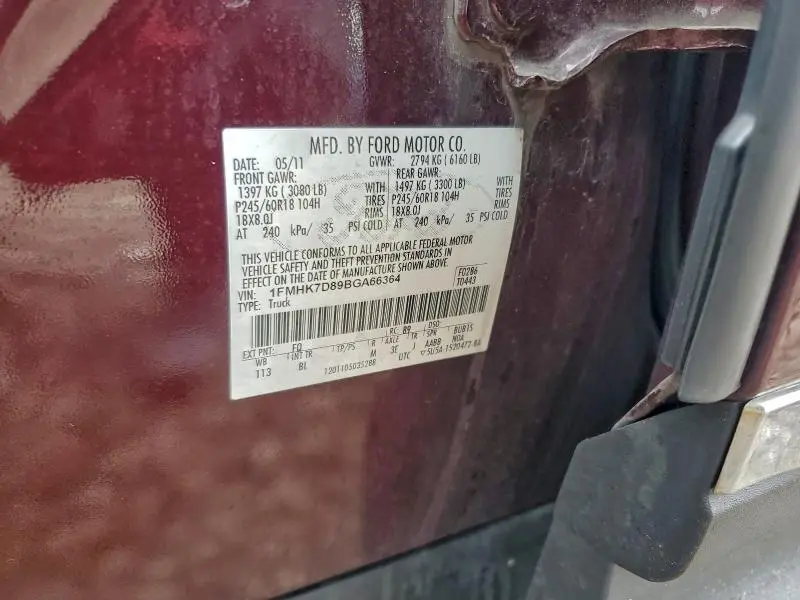 2011 FORD EXPLORER XLT  