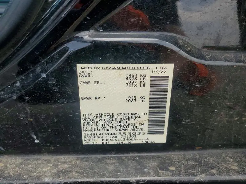2022 NISSAN ALTIMA SR  