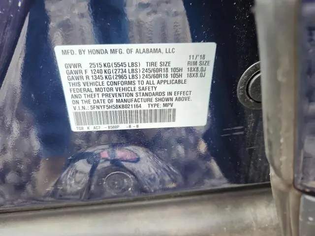 2019 HONDA PILOT EXL  