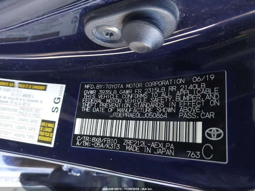 2020 TOYOTA COROLLA LE