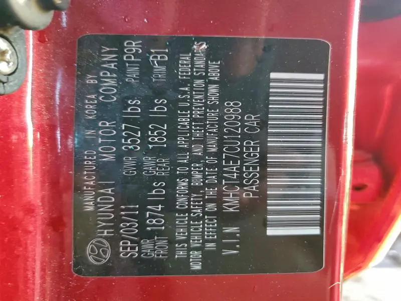 2012 HYUNDAI ACCENT GLS  