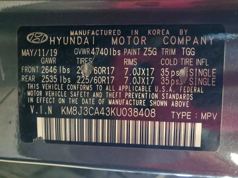 2019 HYUNDAI TUCSON LIMITED  