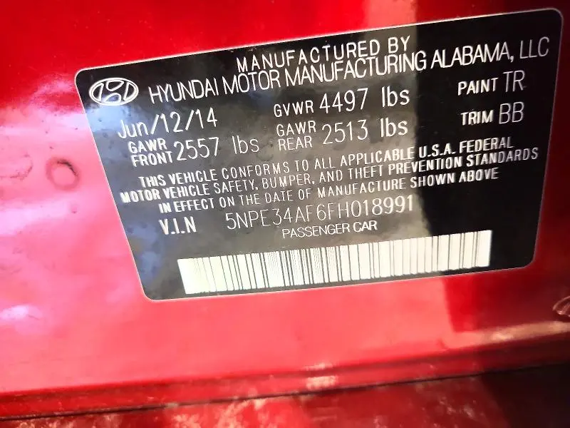 2015 HYUNDAI SONATA LIMITED  