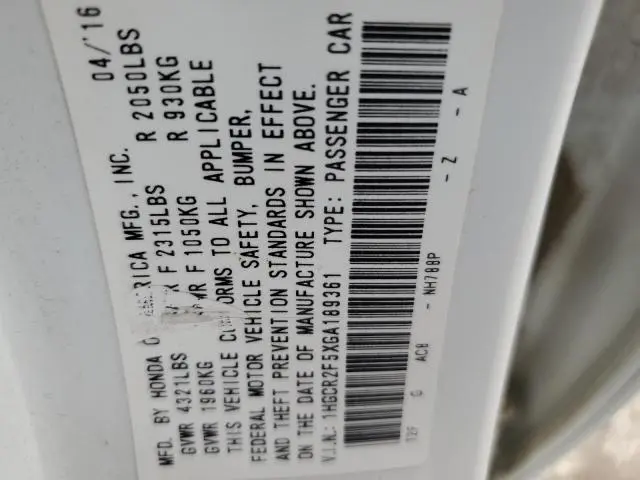 2016 HONDA ACCORD SPORT  