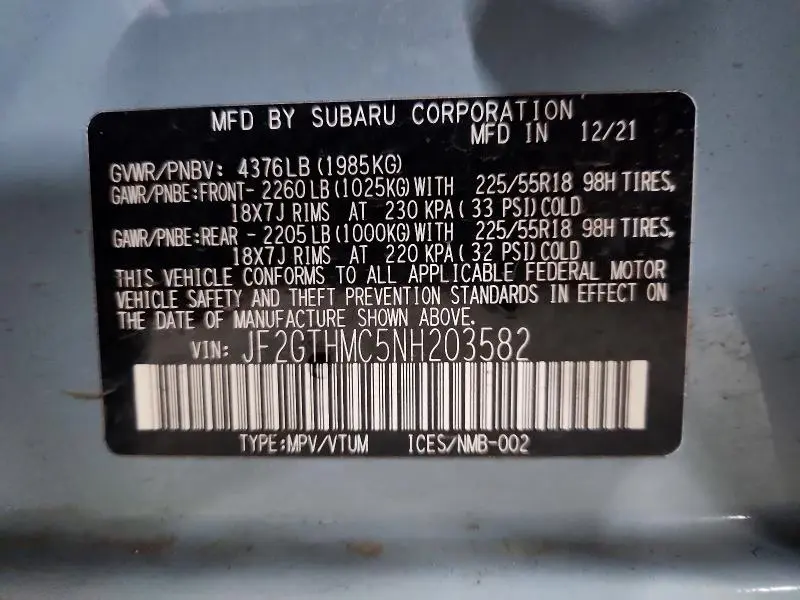 2022 SUBARU CROSSTREK LIMITED  