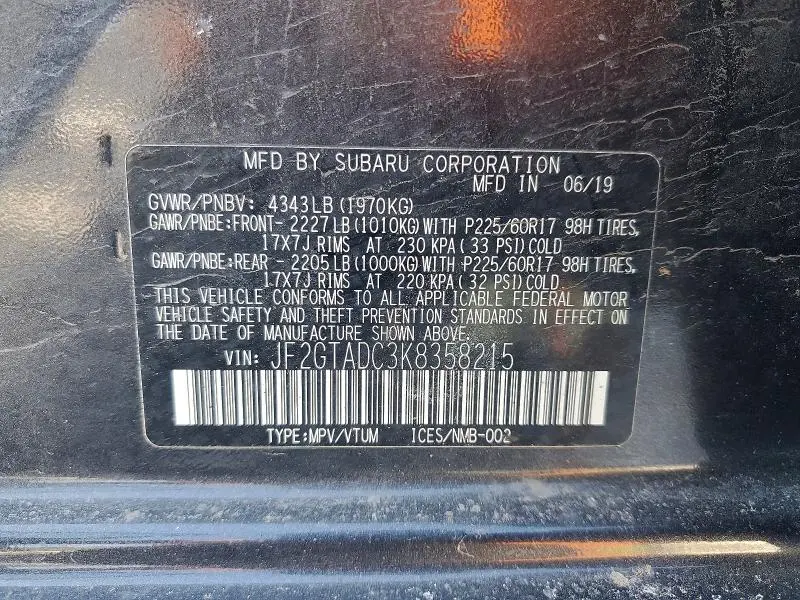 2019 SUBARU CROSSTREK PREMIUM  