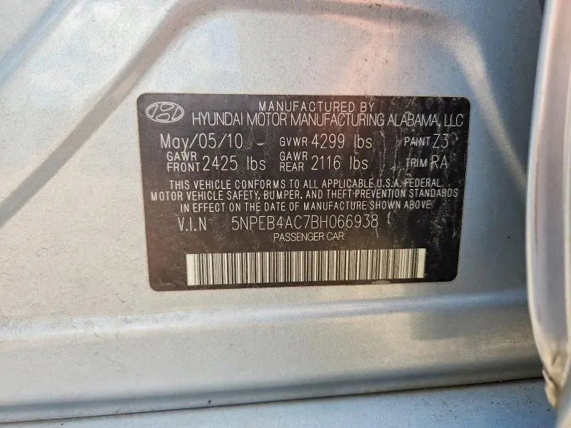 2011 HYUNDAI SONATA GLS  