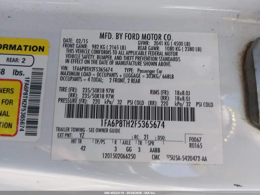 2015 FORD MUSTANG ECOBOOST