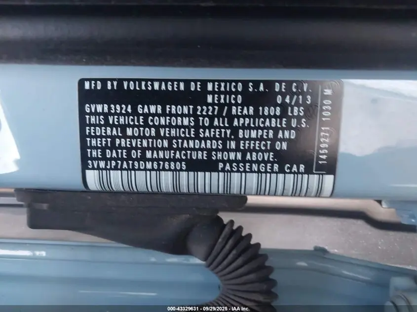 2013 VOLKSWAGEN BEETLE 2.5L