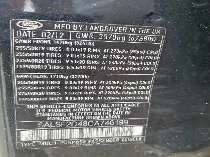 2012 LAND ROVER RANGE ROVER SPORT HSE  