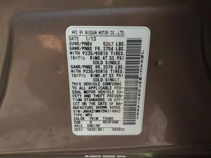 2013 NISSAN MURANO SL