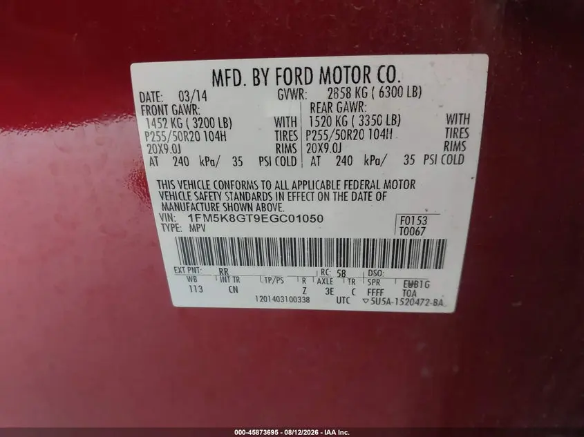 2014 FORD EXPLORER SPORT