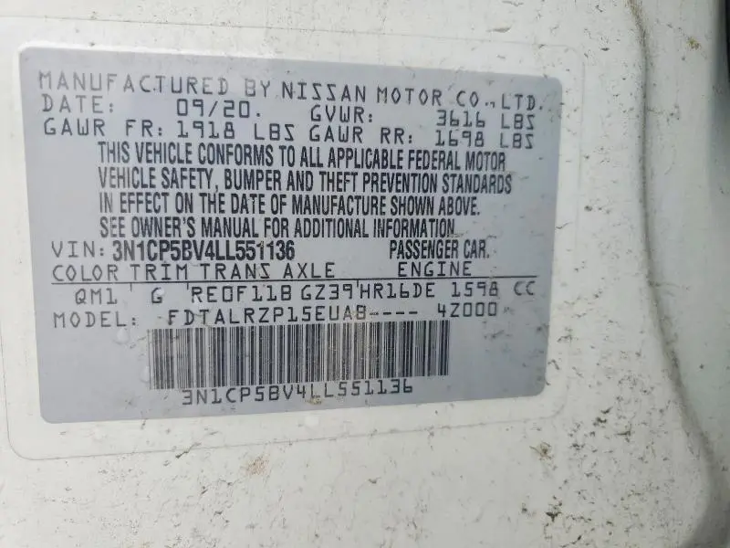 2020 NISSAN KICKS S  