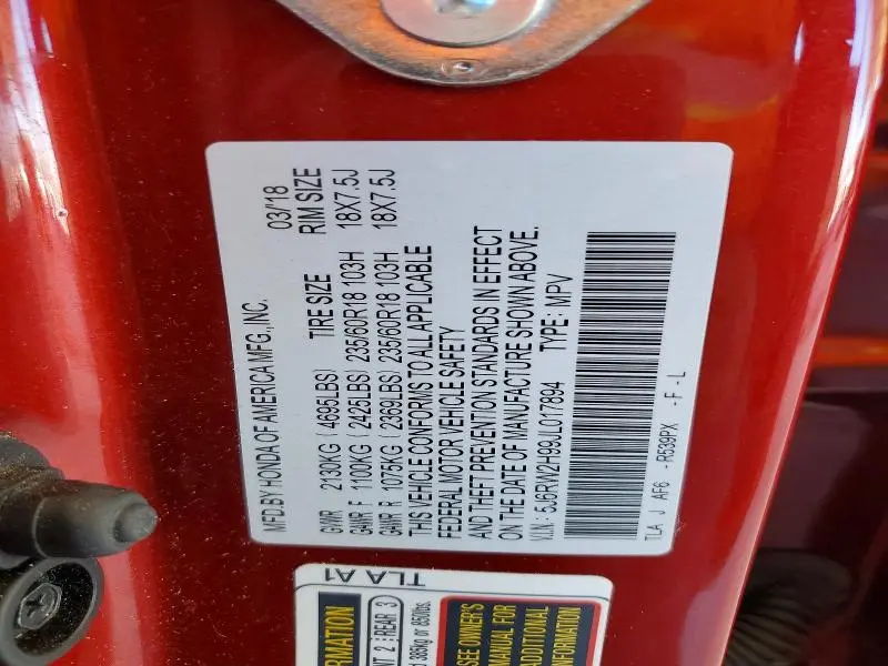 2018 HONDA CR-V TOURING  