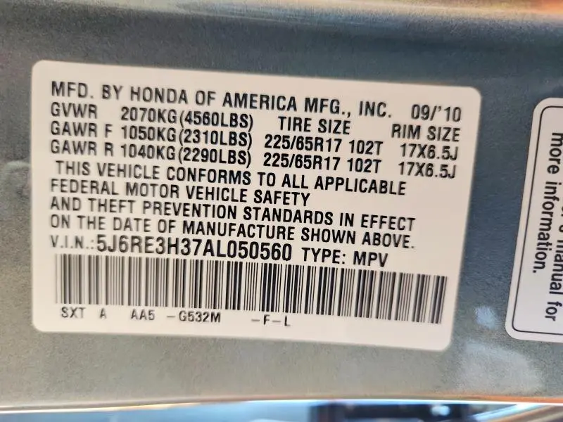 2010 HONDA CR-V LX  