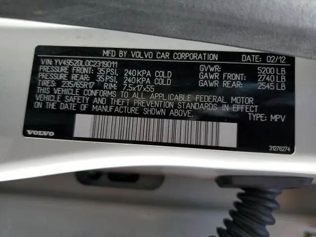 2012 VOLVO XC60 3.2  