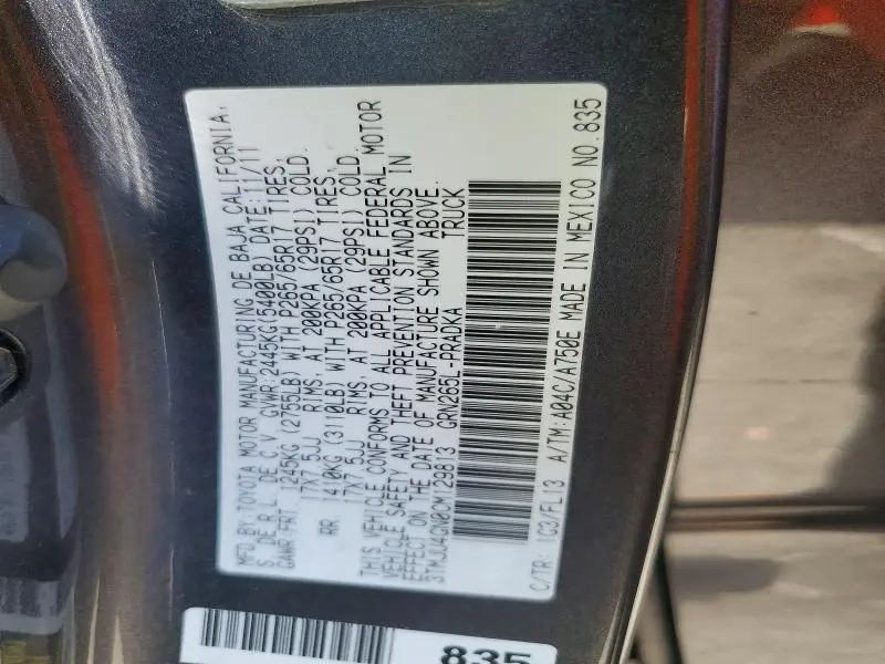 2012 TOYOTA TACOMA PRERUNNER V6  