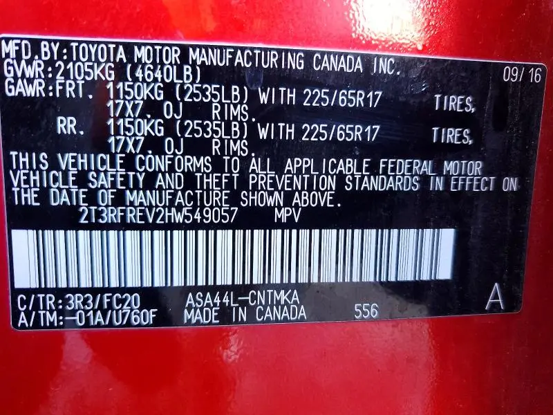 2017 TOYOTA RAV4 XLE  