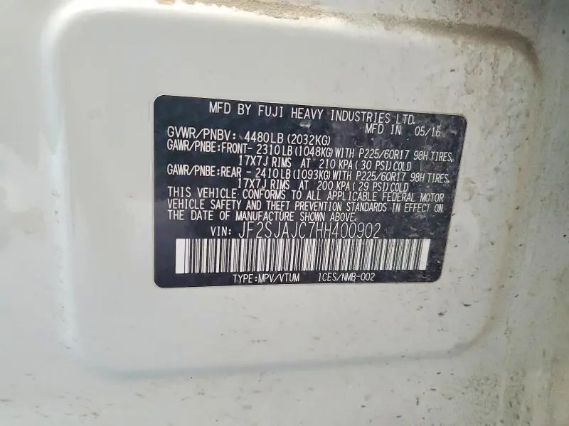 2017 SUBARU FORESTER 2.5I LIMITED  