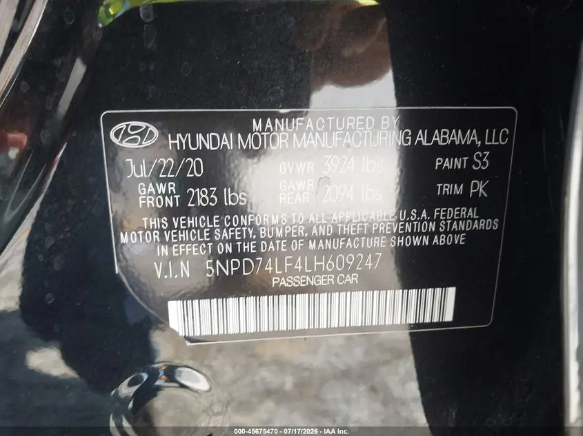 2020 HYUNDAI ELANTRA SE