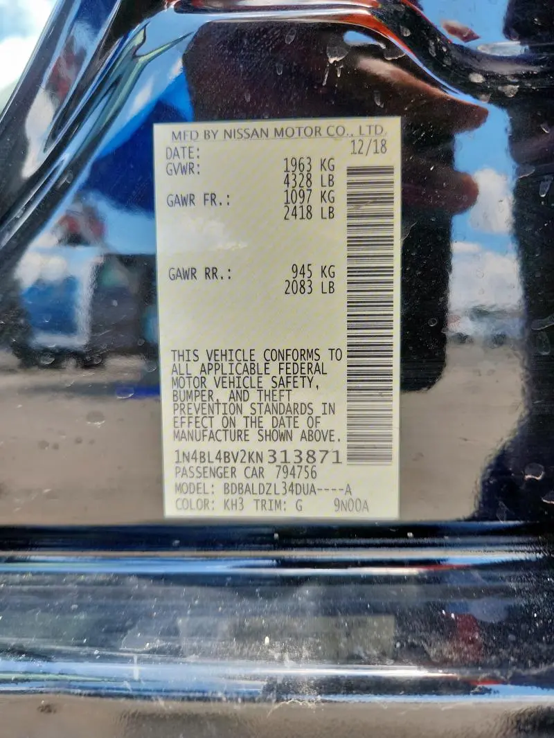 2019 NISSAN ALTIMA S  