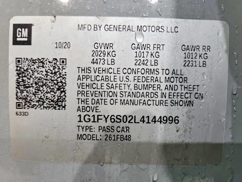 2020 CHEVROLET BOLT EV LT  