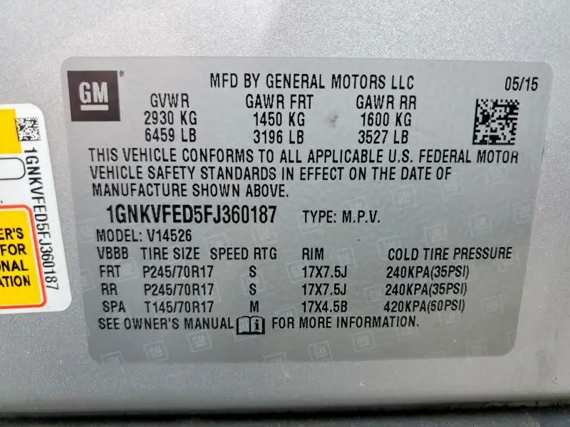 2015 CHEVROLET TRAVERSE LS  