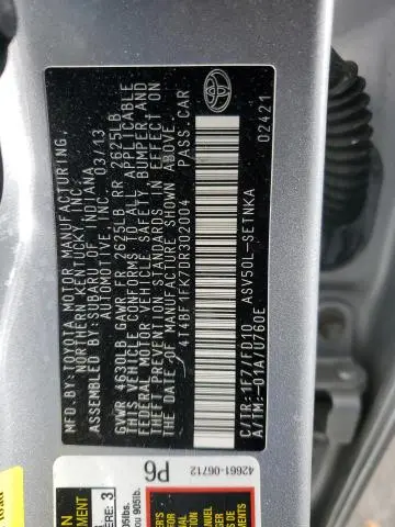 2013 TOYOTA CAMRY L  