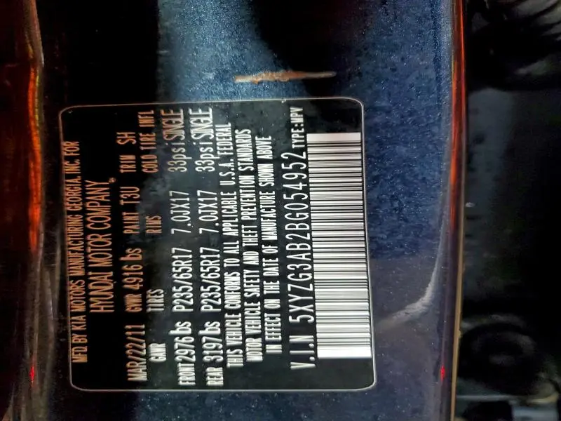 2011 HYUNDAI SANTA FE GLS  