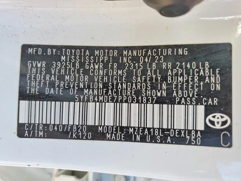 2023 TOYOTA COROLLA LE  