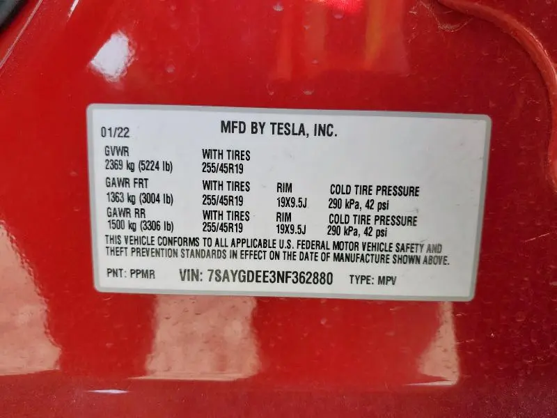 2022 TESLA MODEL Y   