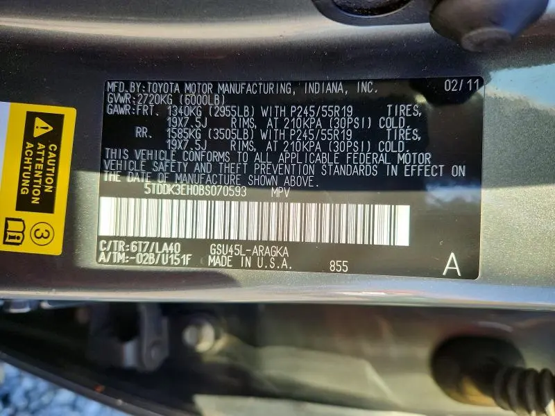 2011 TOYOTA HIGHLANDER LIMITED  
