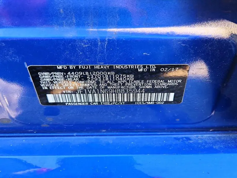 2017 SUBARU WRX LIMITED  