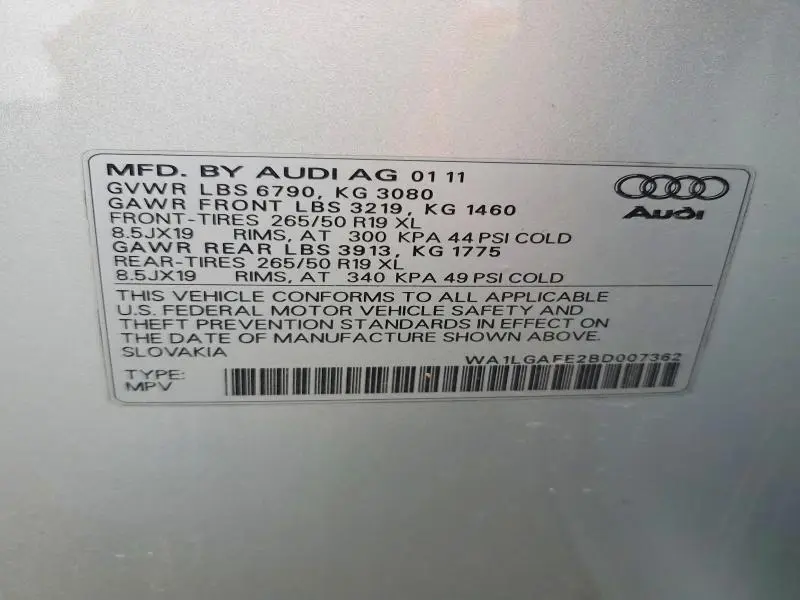 2011 AUDI Q7 PREMIUM PLUS  