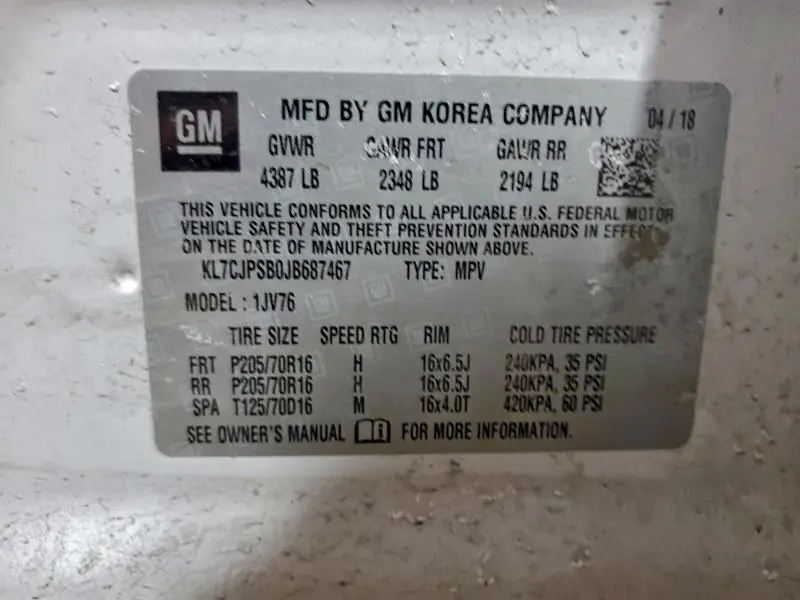 2018 CHEVROLET TRAX 1LT  