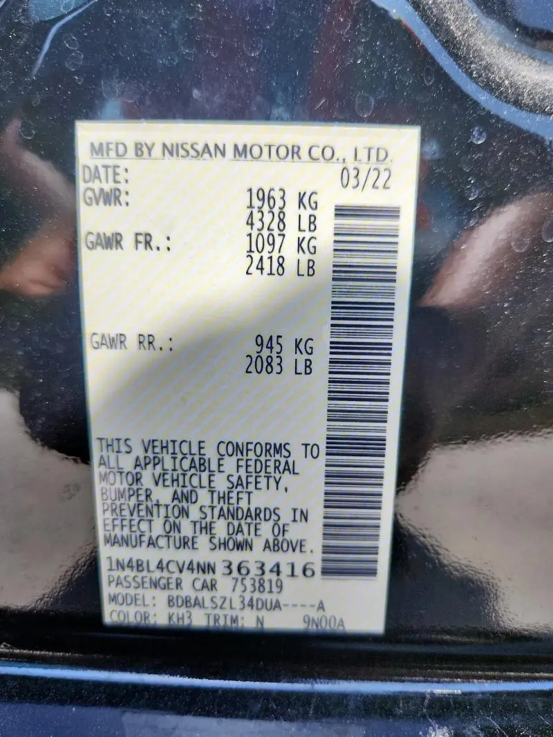 2022 NISSAN ALTIMA SR  