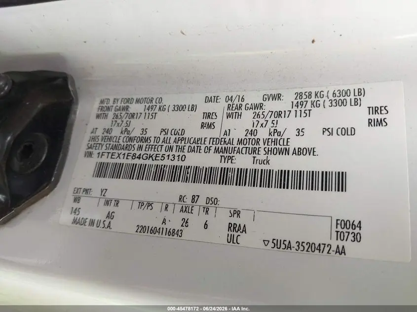 2016 FORD F-150 XL/XLT