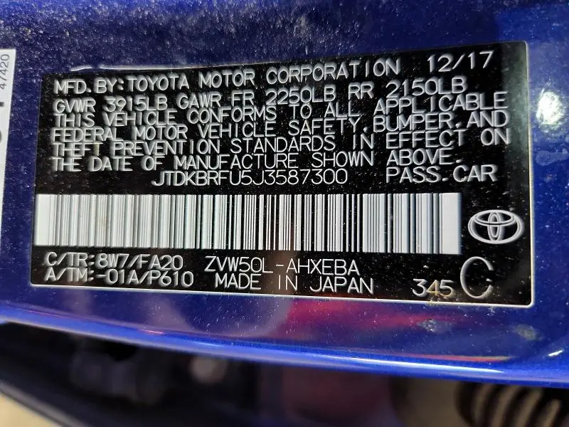 2018 TOYOTA PRIUS TWO  